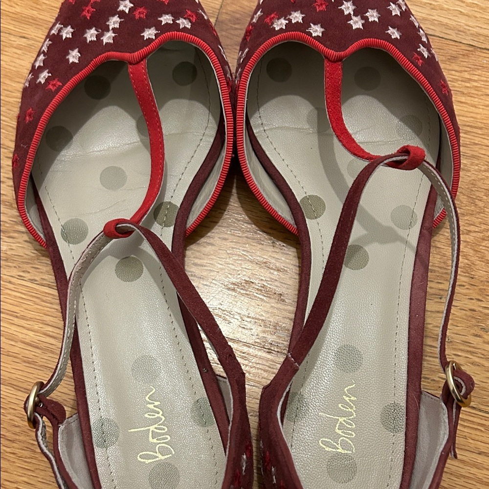 Boden Red Flats with White Star Pattern - Picture 7 of 8